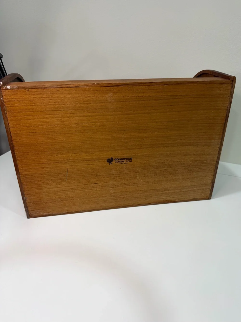 Vintage Goodwood Genuine Teak Roll Top Bread Box MCM Thailand